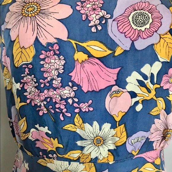 100% Silk 80s Boho Floral Fit & Flare Dress - Picture 5 of 5